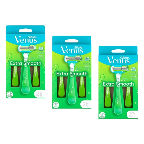 Gillette Venus Extra Smooth Sensitive Disposable Razor 2 Pack Bundle of 3