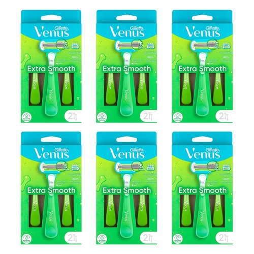 Gillette Venus Extra Smooth Sensitive Disposable Razor 2 Pack Bundle of 6