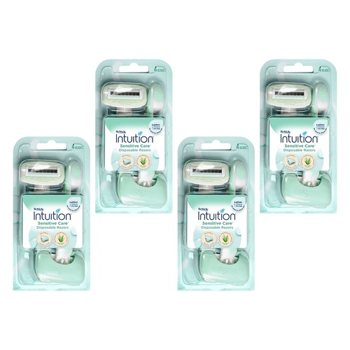 Schick Intuition Sensitive Care Disposable Razor 2 Pack Bundle of 4