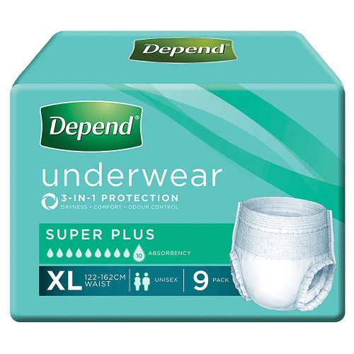 Depend Incontinence Underwear Unisex Super Plus Extra Large 9 Pack x 4
