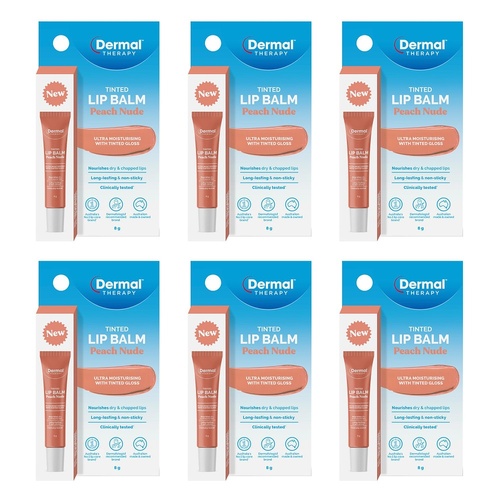 Dermal Therapy Tinted Lip Balm Peach Nude 8g Pack of 6