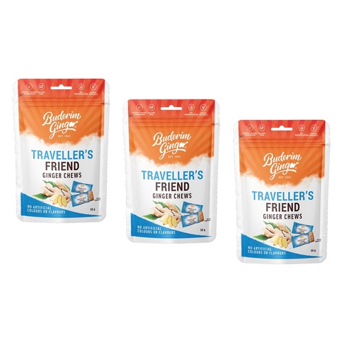 Buderim Ginger Traveller's Friend 50g Pack of 3