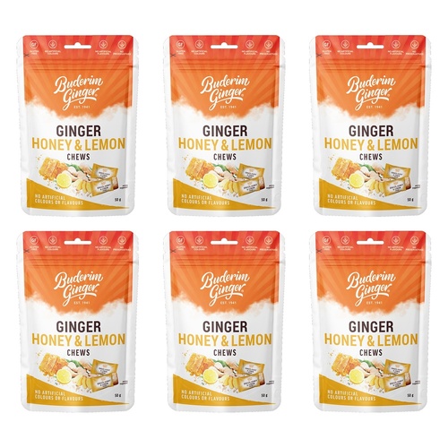 Buderim Ginger Honey Lemon 50g Pack of 6