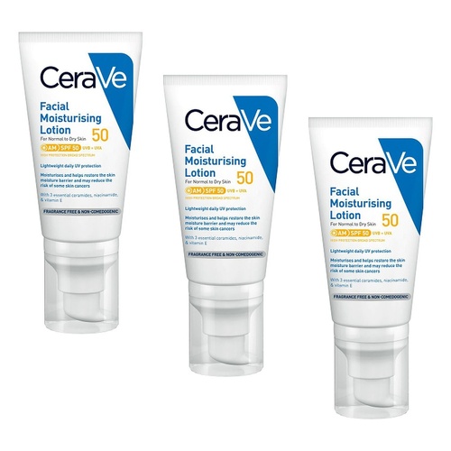 CeraVe Facial Moisturising Lotion SPF50 52mL Pack of 3