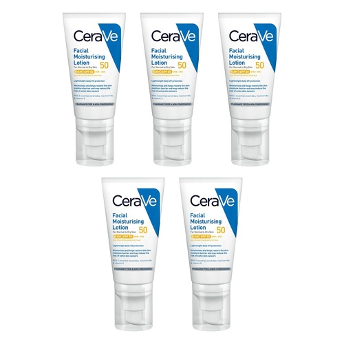 CeraVe Facial Moisturising Lotion SPF50 52mL Pack of 5