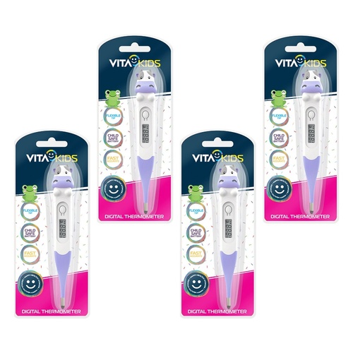 Medinox VitaKids Digital Flexi-Tip Thermometer Purple Cow Pack of 4