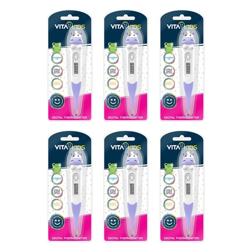Medinox VitaKids Digital Flexi-Tip Thermometer Purple Cow Pack of 6