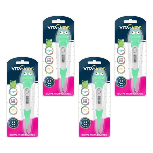 Medinox VitaKids Digital Flexi-Tip Thermometer Green Frog Pack of 4