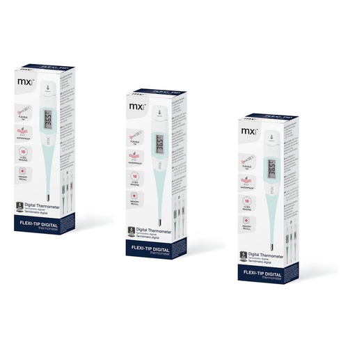 Medinox Thermometer Digital Flexi-Tip Powder Blue Pack of 3