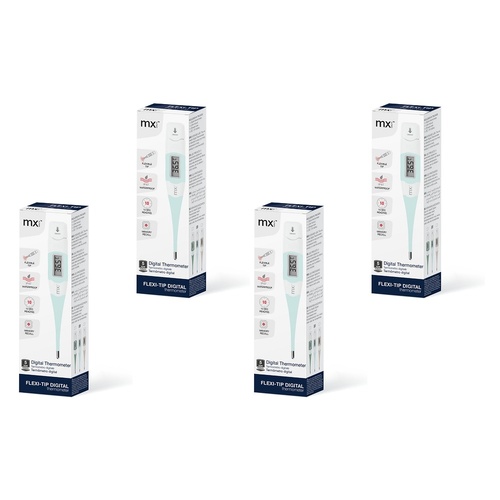 Medinox Thermometer Digital Flexi-Tip Powder Blue Pack of 4