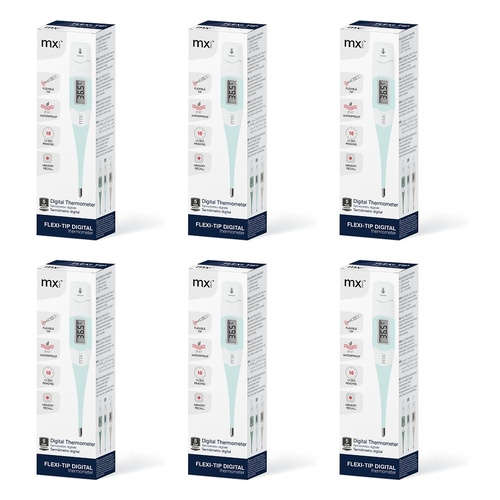 Medinox Thermometer Digital Flexi-Tip Powder Blue Pack of 6