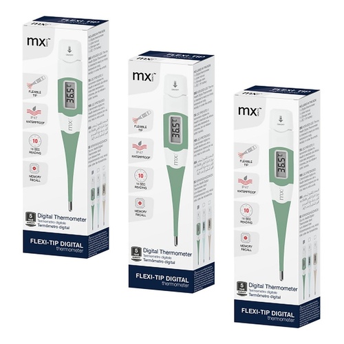 Medinox Thermometer Digital Flexi-Tip Sage Pack of 3