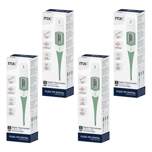 Medinox Thermometer Digital Flexi-Tip Sage Pack of 4