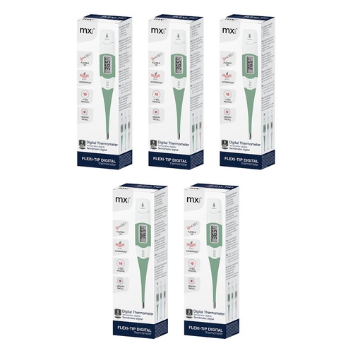 Medinox Thermometer Digital Flexi-Tip Sage Pack of 5