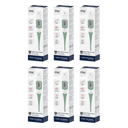 Medinox Thermometer Digital Flexi-Tip Sage Pack of 6