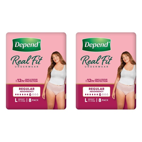 Depend Realfit Underwear for Women Large 8 Pack x 4 Bundle of 2