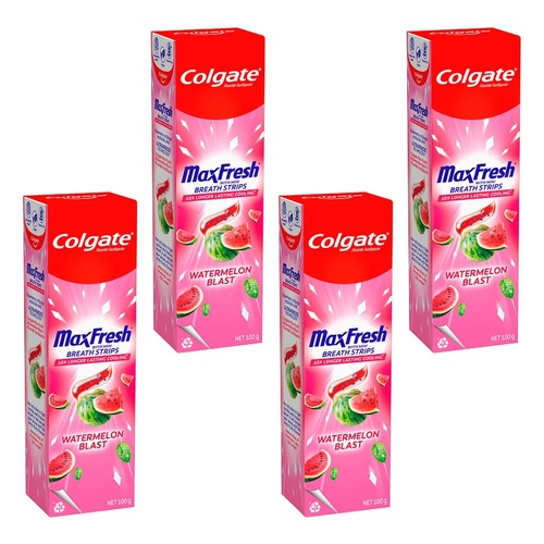 Colgate Max Fresh Watermelon Blast Toothpaste with Mini Breath Strips Pack of 4