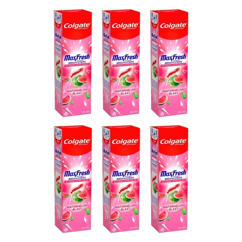 Colgate Max Fresh Watermelon Blast Toothpaste with Mini Breath Strips Pack of 6