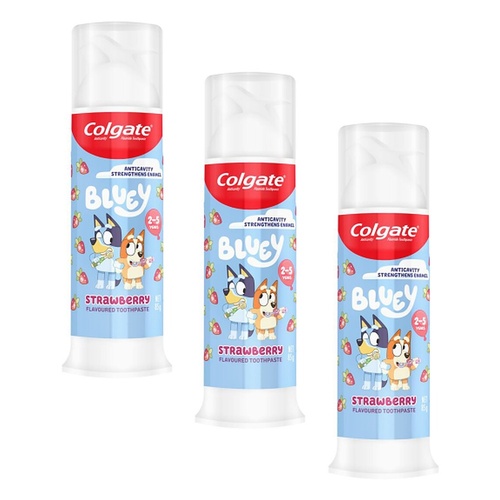 Colgate Kids Bluey Strawberry Toothpaste Pump 85g Pack of 3