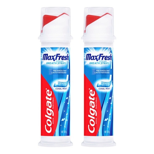 Colgate MaxFresh Cool Mint Toothpaste with Mini Breath Strips 130g Pack of 2
