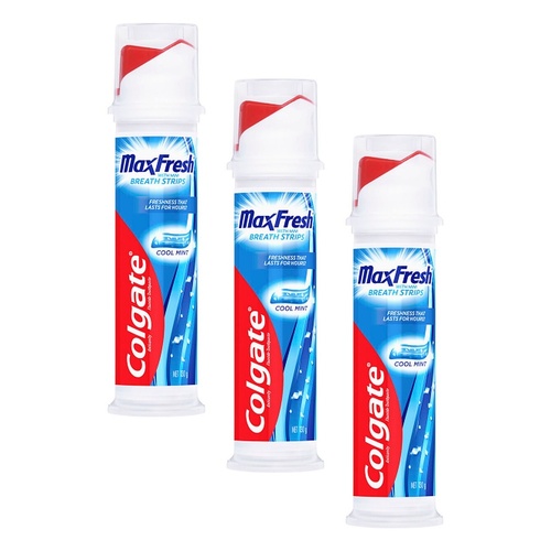 Colgate MaxFresh Cool Mint Toothpaste with Mini Breath Strips 130g Pack of 3