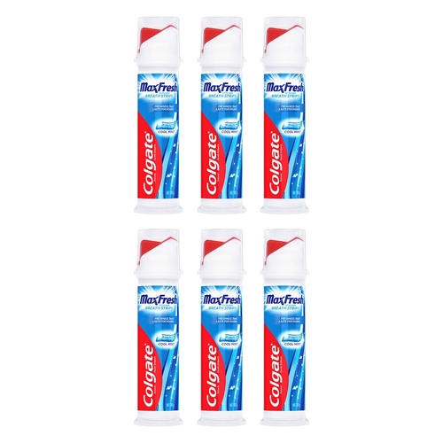 Colgate MaxFresh Cool Mint Toothpaste with Mini Breath Strips 130g Pack of 6
