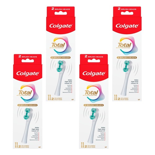 Colgate Total Battery Toothbrush Refill Heads 2 Pack Bundle of 4