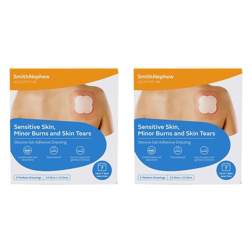 Allevyn Life Silicone Gel Adhesive Dressing 12.9cm x 12.9cm 2 Pack Bundle of 2