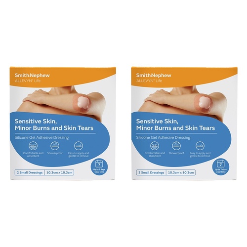 Allevyn Life Silicone Gel Adhesive Dressing 10.3cm x 10.3cm 2 Pack Bundle of 2