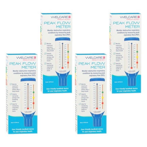 Welcare Breatheasy Peak Flow Meter Pack of 4