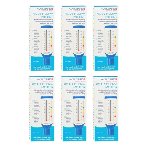 Welcare Breatheasy Peak Flow Meter Pack of 6