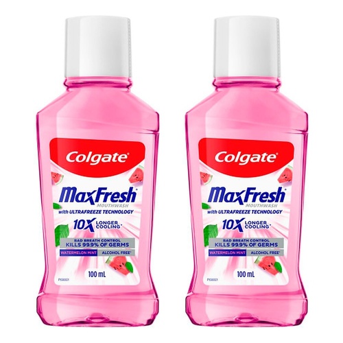 Colgate MaxFresh Watermelon Mint Alcohol Free Mouthwash 100mL Pack of 2