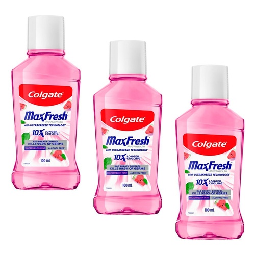 Colgate MaxFresh Watermelon Mint Alcohol Free Mouthwash 100mL Pack of 3