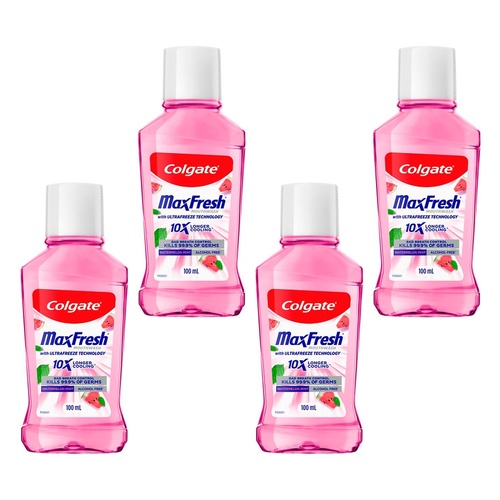 Colgate MaxFresh Watermelon Mint Alcohol Free Mouthwash 100mL Pack of 4