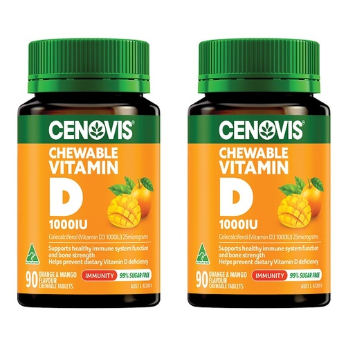Cenovis Chewable Vitamin D 1000IU Orange & Mango 90 Chewable Tablets Pack of 2