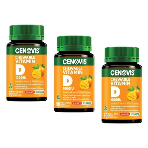 Cenovis Chewable Vitamin D 1000IU Orange & Mango 90 Chewable Tablets Pack of 3