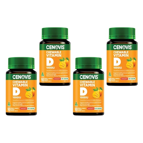 Cenovis Chewable Vitamin D 1000IU Orange & Mango 90 Chewable Tablets Pack of 4