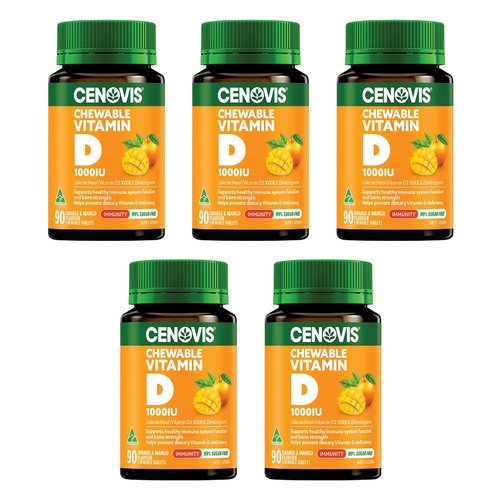 Cenovis Chewable Vitamin D 1000IU Orange & Mango 90 Chewable Tablets Pack of 5