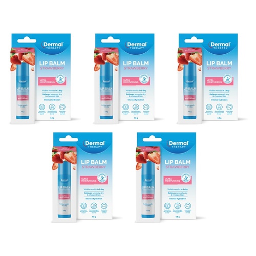Dermal Therapy Lip Balm Stick Strawberry 4.8g x 6 Bundle of 5