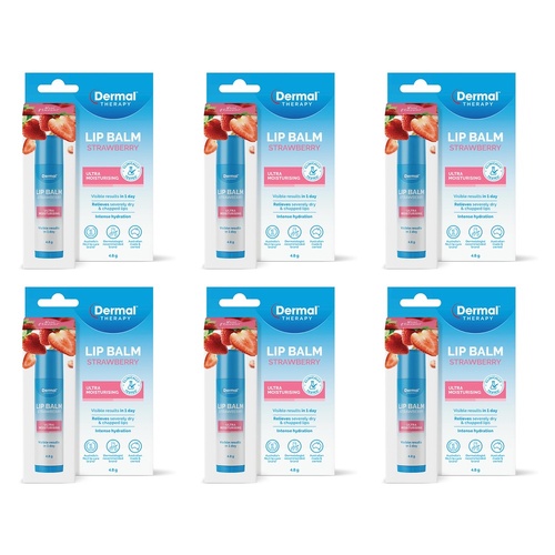 Dermal Therapy Lip Balm Stick Strawberry 4.8g x 6 Bundle of 6