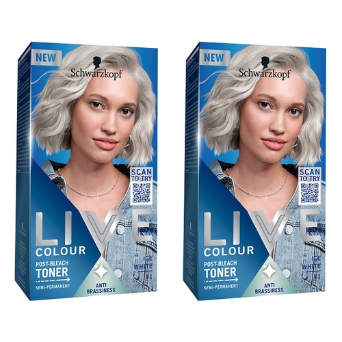 Schwarzkopf LIVE Colour Toner Ice White T1 Pack of 2