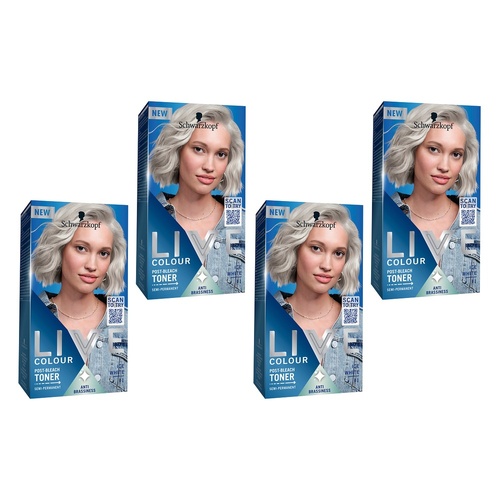 Schwarzkopf LIVE Colour Toner Ice White T1 Pack of 4