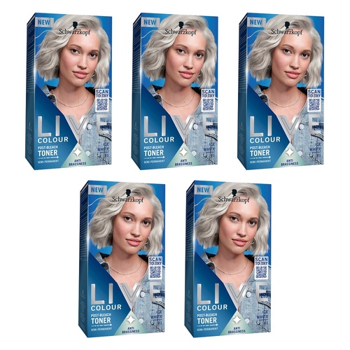Schwarzkopf LIVE Colour Toner Ice White T1 Pack of 5