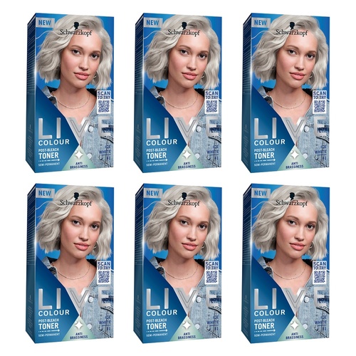 Schwarzkopf LIVE Colour Toner Ice White T1 Pack of 6