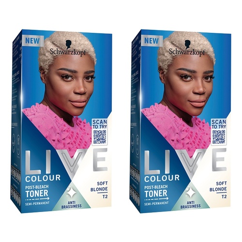Schwarzkopf LIVE Colour Toner Soft Blonde T2 Pack of 2