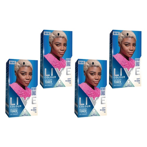 Schwarzkopf LIVE Colour Toner Soft Blonde T2 Pack of 4