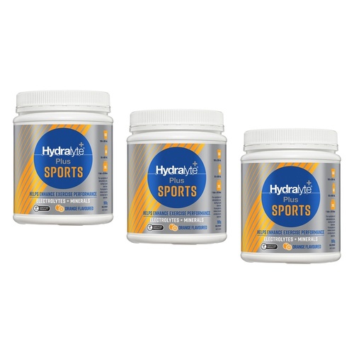 Hydralyte Plus Sports Orange Flavoured Powder 900g Pack of 3