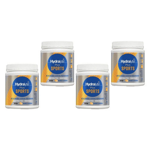 Hydralyte Plus Sports Orange Flavoured Powder 900g Pack of 4