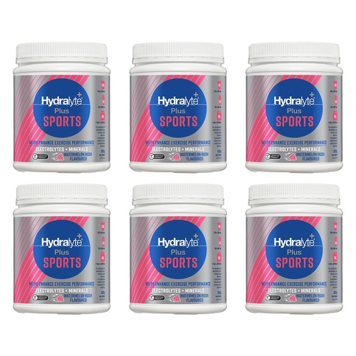 Hydralyte Plus Sports Watermelon Rush Flavoured Powder 900g Pack of 6
