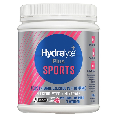 Hydralyte Plus Sports Watermelon Rush Flavoured Powder 900g